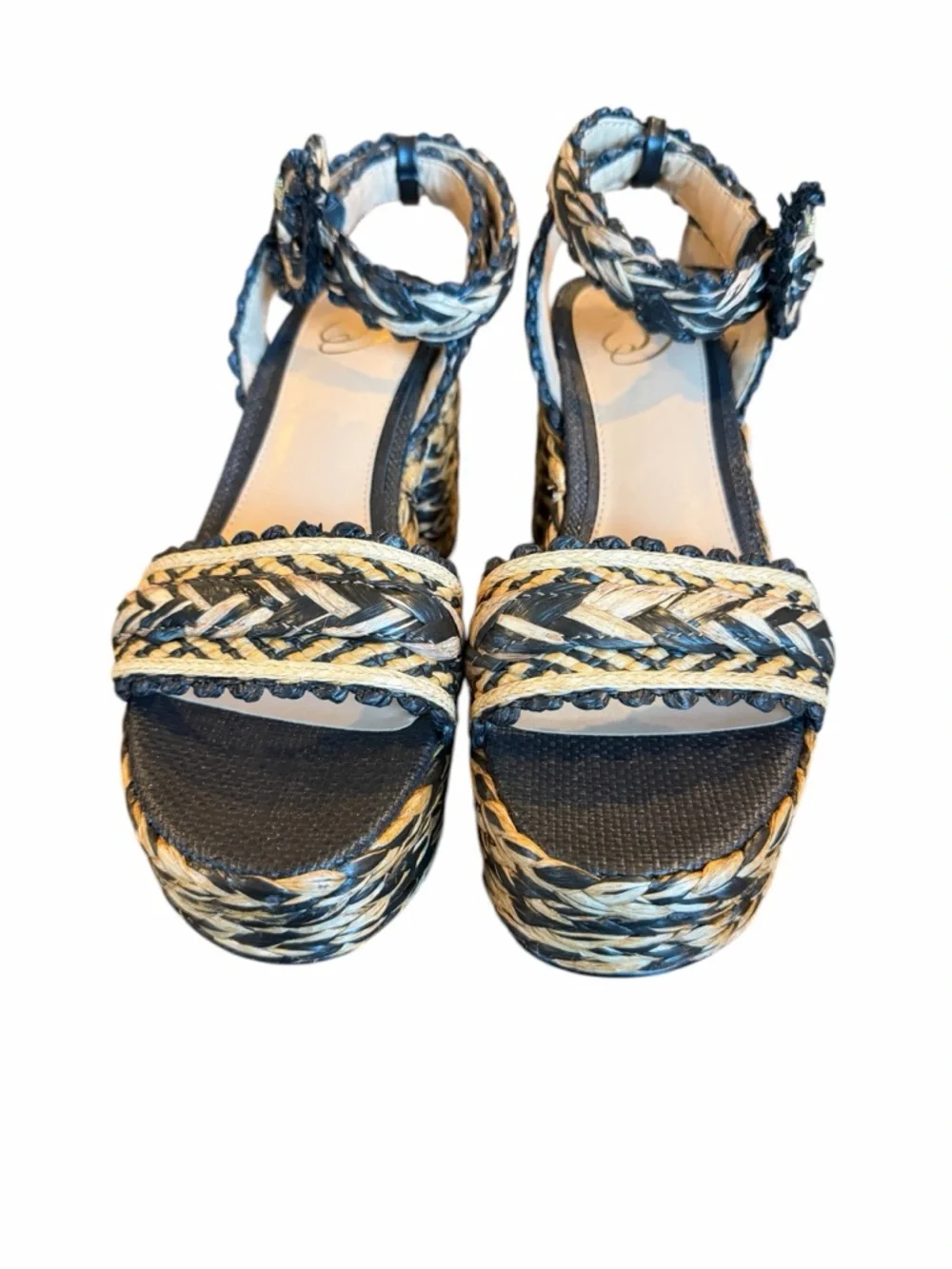 Sam Edelman‎ Woven Platform Sandals in Natural & Black